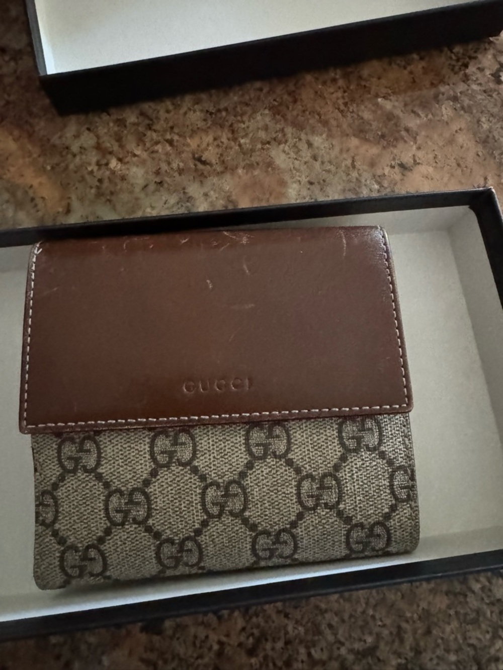 Gucci Brown Signature GG Canvas & Dark Brown Leather Card Holder